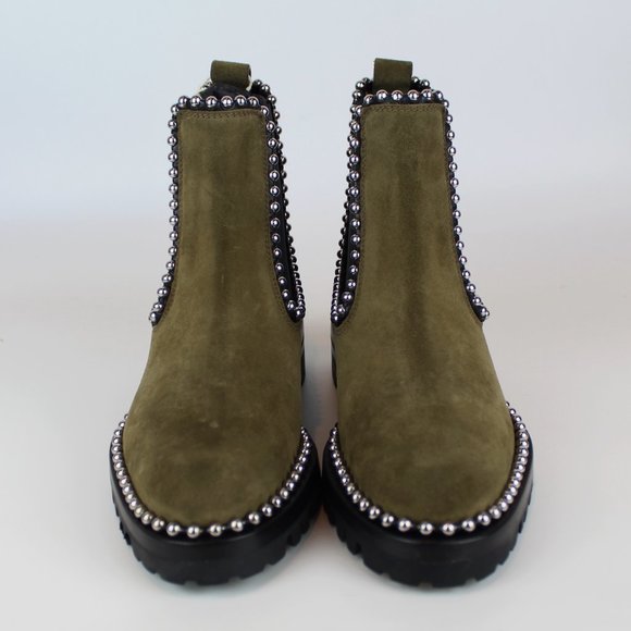 NEW Alexander Wang Studded Suede Ankle Boots | Edgy Luxe Chelsea Boots - Picture 5 of 15